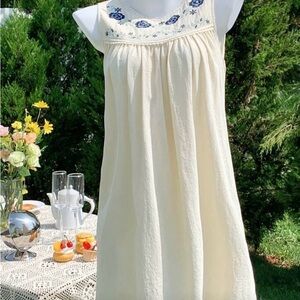 NWOT Embroidered Cream Sleeveless Dress
